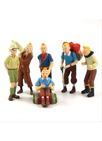 L'Aventure B de 6 Figurines Tintin de 5 à 8 cm Tintin Snow Blue Lotus Cartoon Character Collection Model Toys